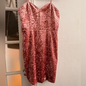 Stunning Pink Velvet Sequin Cocktail Dress